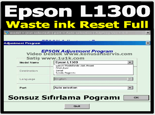 Epson L1300 Reset Programi