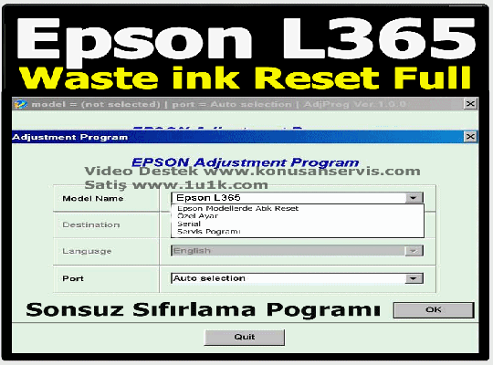 Epson L365 Reset programı