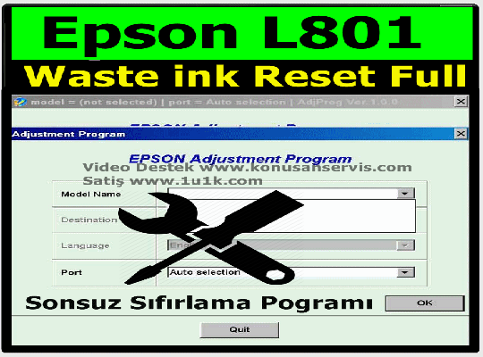 Reset Epson L801 Emici Dolu Giderme